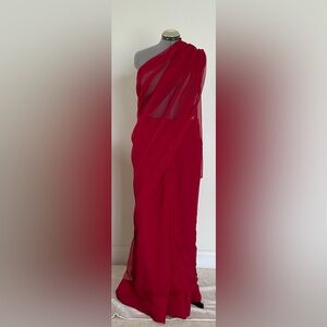 Vintage beautiful maroon American Chiffon /Georgette saree